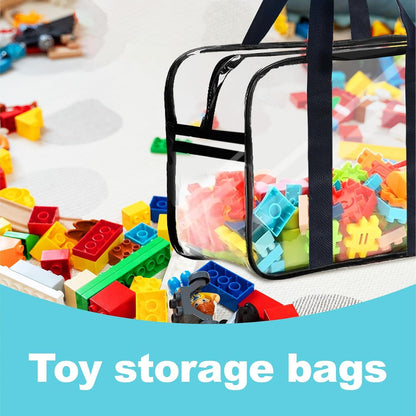 Clear Toy Storage Bag with Zipper - Organizing Bag with Handles (1,X-Large)