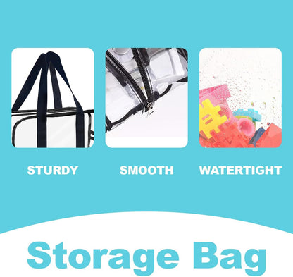 Clear Toy Storage Bag with Zipper - Organizing Bag with Handles (1,X-Large)