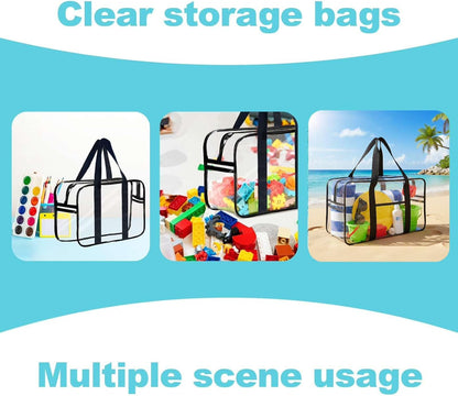 Clear Toy Storage Bag with Zipper - Organizing Bag with Handles (1,X-Large)