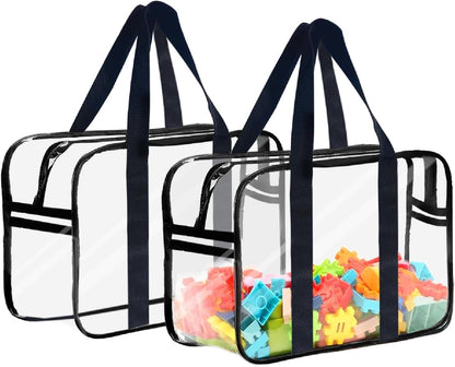 Clear Toy Storage Bag with Zipper - Organizing Bag with Handles (1,X-Large)