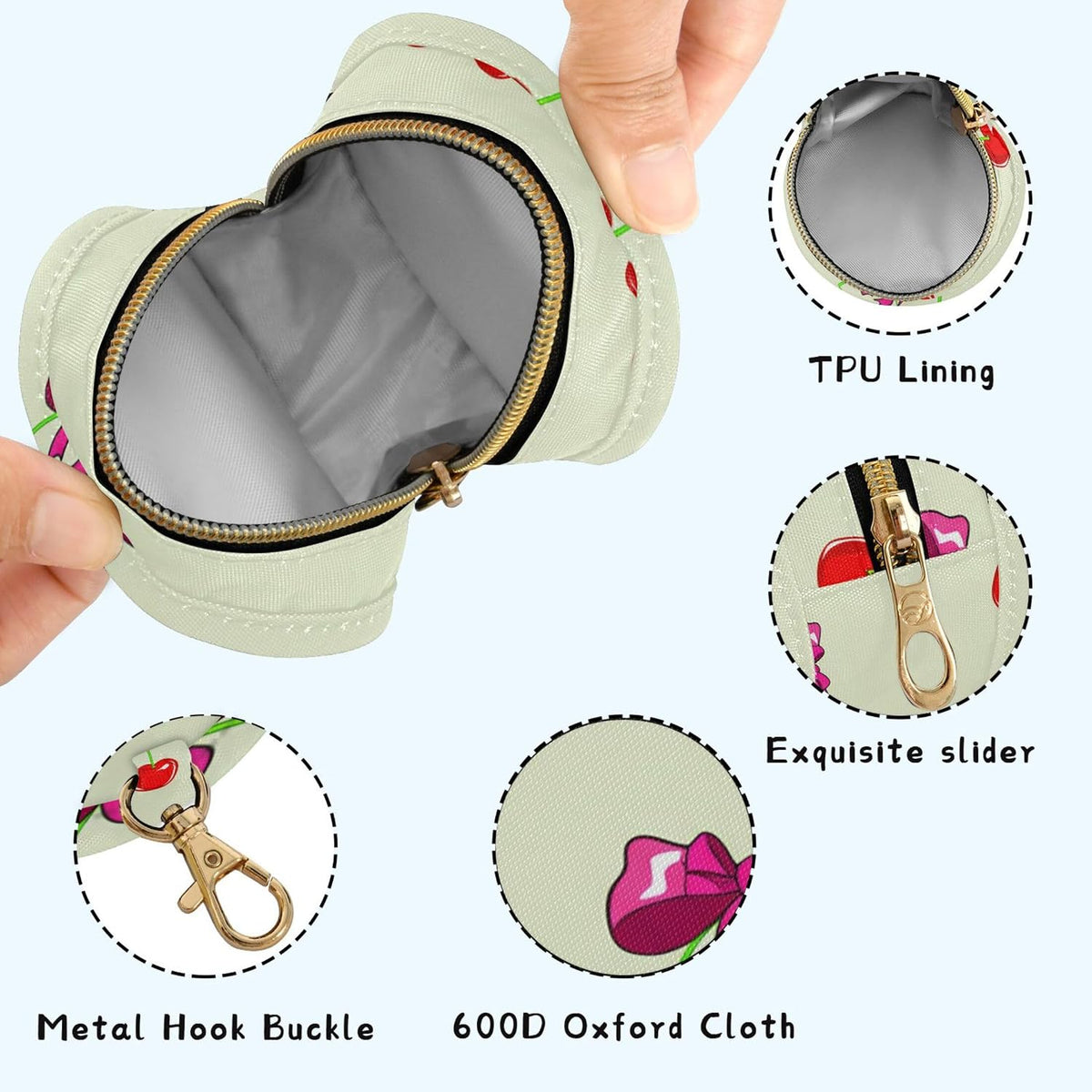 Cute Cherries and Bows Baby Pacifier Holder Case, Dustproof Portable Storage Box for Diaper Bag Purse, Pacifier Storage Container for Boys & Girls