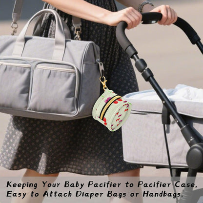 Cute Cherries and Bows Baby Pacifier Holder Case, Dustproof Portable Storage Box for Diaper Bag Purse, Pacifier Storage Container for Boys & Girls