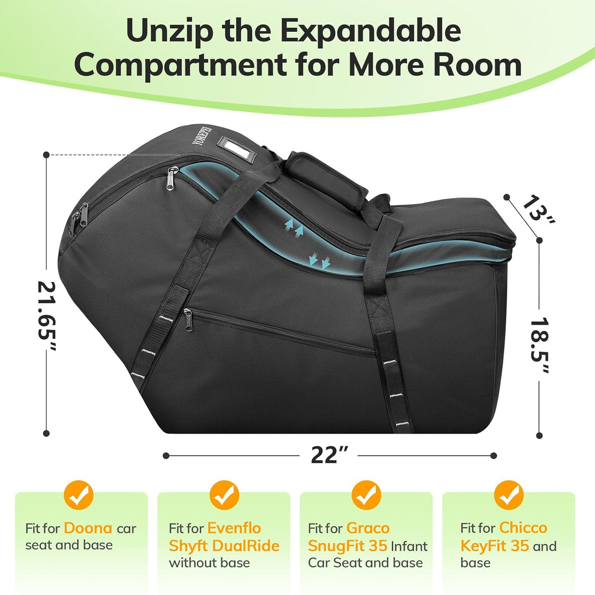 Extendable Infant Car Seat Travel Bag