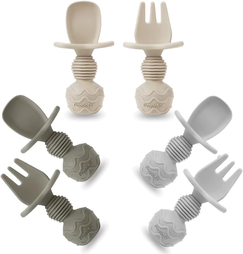 3 Pack Waterproof Silicone Baby Bibs & 6 Pack Silicone Baby Spoons and Fork Feeding Set