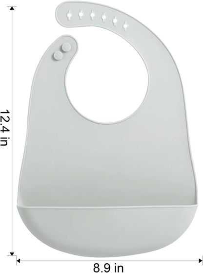 3 Pack Waterproof Silicone Baby Bibs & 6 Pack Silicone Baby Spoons and Fork Feeding Set
