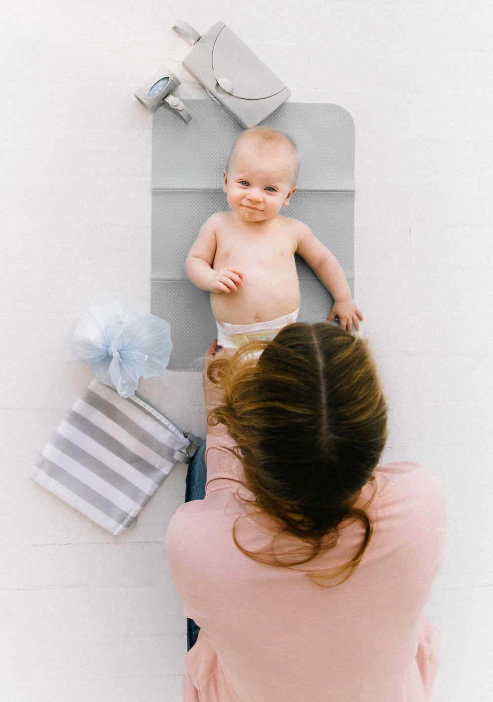 On-the-Go Gray Bag Dispenser and Waste Disposal Bags Refill, Lavender Scented & On-The-Go Baby Wipes Dispenser, Portable Wipes Container for Travel, Diaper Bag Accessory