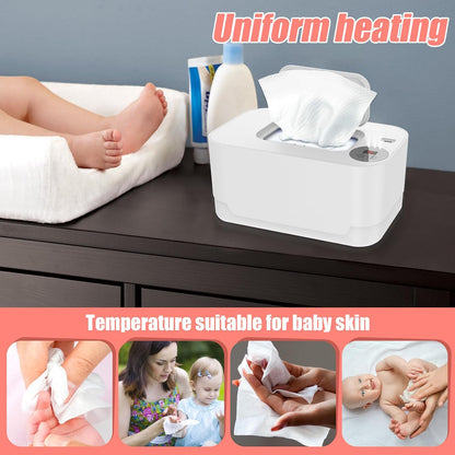 Baby Wipe Warmer with LED Light 40-55°C Adjustable Baby Wipe Warmer Dispenser Portable Wipe Heater Warmer USB Powered Wet Wipes Warmer Diaper Wipe Warmer Keeps Wipes Warm and Moist for Baby N