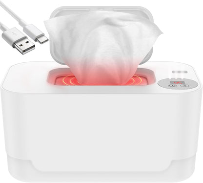 Baby Wipe Warmer with LED Light 40-55°C Adjustable Baby Wipe Warmer Dispenser Portable Wipe Heater Warmer USB Powered Wet Wipes Warmer Diaper Wipe Warmer Keeps Wipes Warm and Moist for Baby N