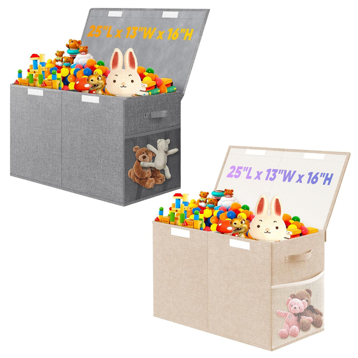 Large Toy Box, Collapsible Storage Bins with Lids, Toy Storage Organizer Toddler Bin Boxes for Kids, Boys, Girls