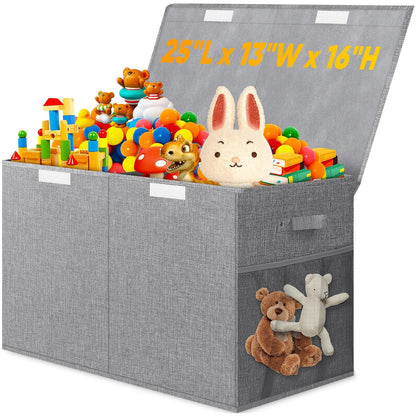 Large Toy Box, Collapsible Storage Bins with Lids, Toy Storage Organizer Toddler Bin Boxes for Kids, Boys, Girls
