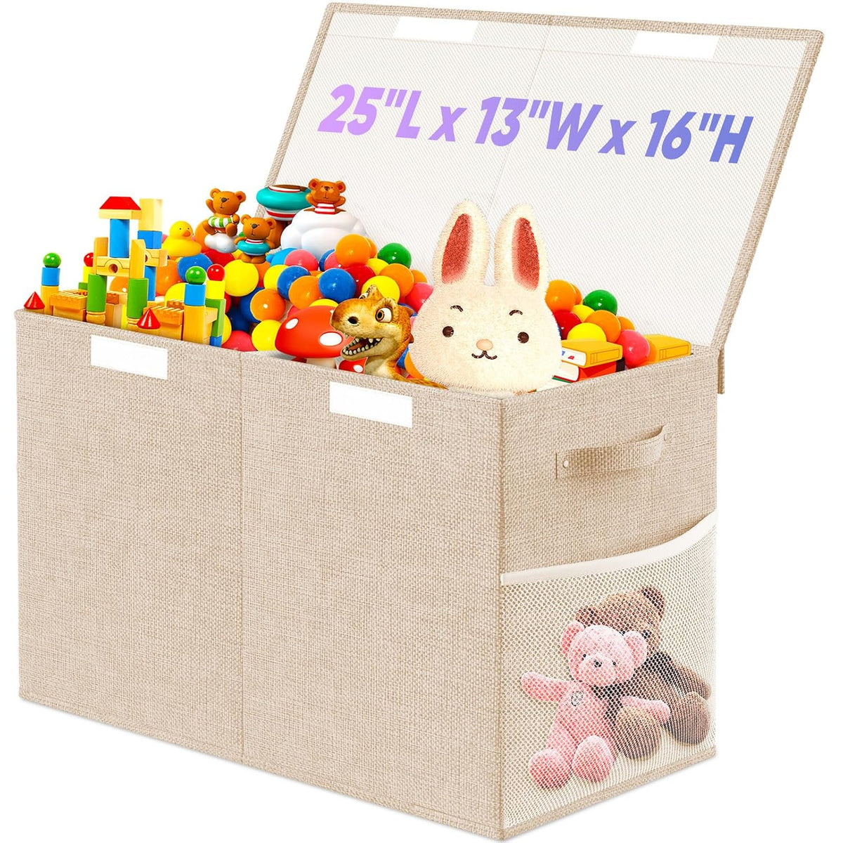 Large Toy Box, Collapsible Storage Bins with Lids, Toy Storage Organizer Toddler Bin Boxes for Kids, Boys, Girls