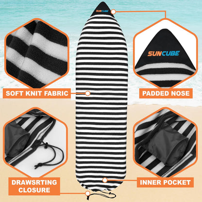 Surfboard Sock Cover Bag Stretchy Protective Surf Bag w/Drawstring