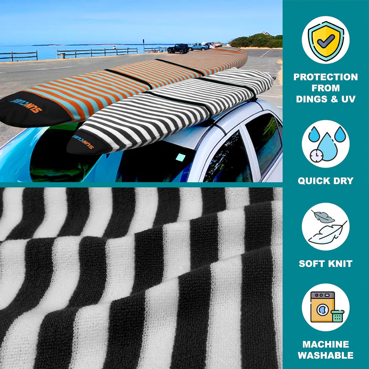 Surfboard Sock Cover Bag Stretchy Protective Surf Bag w/Drawstring