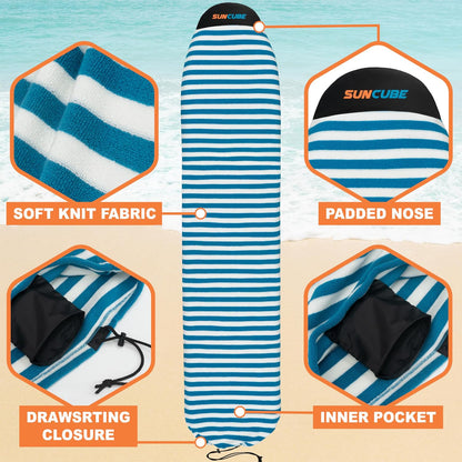 Surfboard Sock Cover Bag Stretchy Protective Surf Bag w/Drawstring