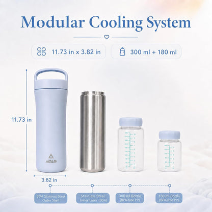 Portable Breast Milk Cooler Bottle for Travel, 480ml Milk Chiller