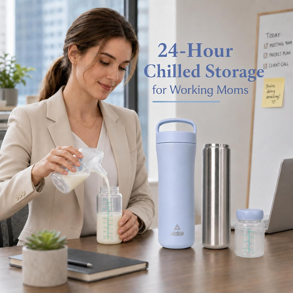 Portable Breast Milk Cooler Bottle for Travel, 480ml Milk Chiller