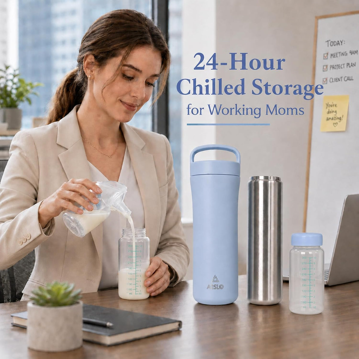 Portable Breast Milk Cooler Bottle for Travel, 480ml Milk Chiller