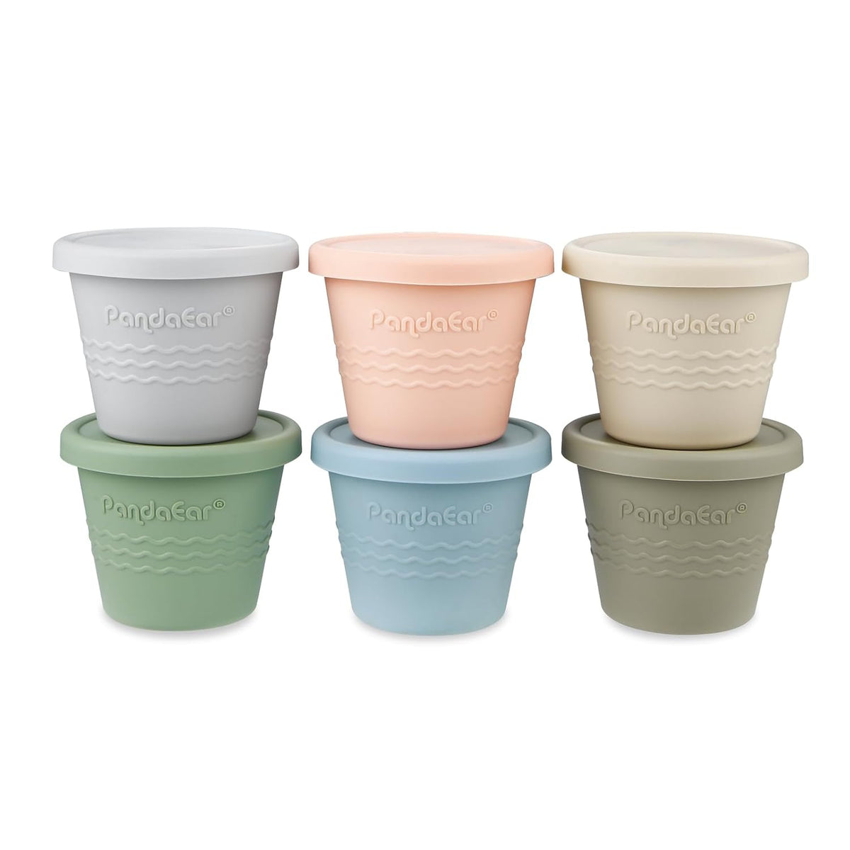 6 Pack Silicone Baby Food Storage Containers (4 oz) -Leakproof & Airtight Reusable Snack Cups with Lids - Freezer, Dishwasher Safe - Versatile Puree Jars for Infants & Toddlers