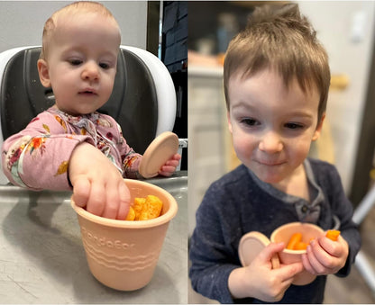 6 Pack Silicone Baby Food Storage Containers (4 oz) -Leakproof & Airtight Reusable Snack Cups with Lids - Freezer, Dishwasher Safe - Versatile Puree Jars for Infants & Toddlers