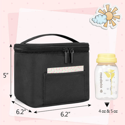 Insulated Breastmilk Cooler Travel Bag for Working Moms, Black