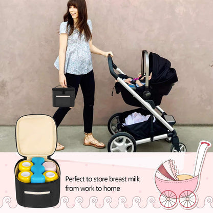 Insulated Breastmilk Cooler Travel Bag for Working Moms, Black