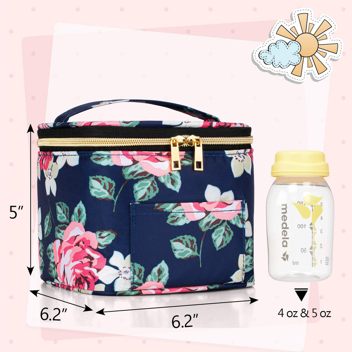 Insulated Breastmilk Cooler Travel Bag for Working Moms, Black