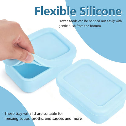 10 Packs 1 Cup Silicone Freezer Molds for Souper Cubes,Ice Cube Tray,8oz Food Containers With Lid for Food Preserving, Silicone Tray with Lid for Broth, Sauces, Stews