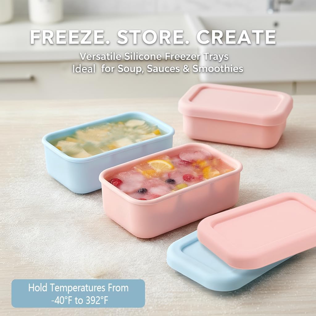 10 Packs 1 Cup Silicone Freezer Molds for Souper Cubes,Ice Cube Tray,8oz Food Containers With Lid for Food Preserving, Silicone Tray with Lid for Broth, Sauces, Stews