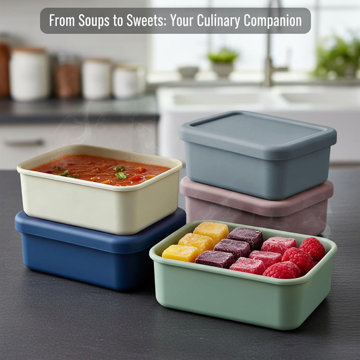 10 Packs 1 Cup Silicone Freezer Molds for Souper Cubes,Ice Cube Tray,8oz Food Containers With Lid for Food Preserving, Silicone Tray with Lid for Broth, Sauces, Stews