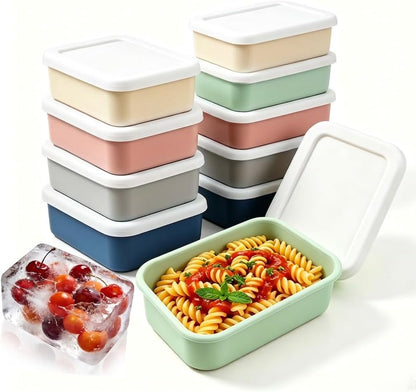 10 Packs 1 Cup Silicone Freezer Molds for Souper Cubes,Ice Cube Tray,8oz Food Containers With Lid for Food Preserving, Silicone Tray with Lid for Broth, Sauces, Stews
