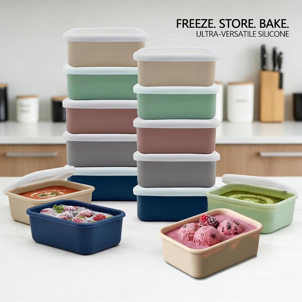 10 Packs 1 Cup Silicone Freezer Molds for Souper Cubes,Ice Cube Tray,8oz Food Containers With Lid for Food Preserving, Silicone Tray with Lid for Broth, Sauces, Stews