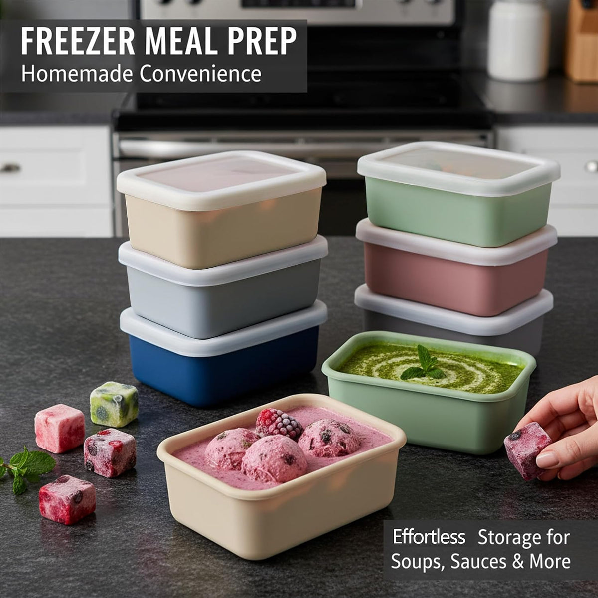 10 Packs 1 Cup Silicone Freezer Molds for Souper Cubes,Ice Cube Tray,8oz Food Containers With Lid for Food Preserving, Silicone Tray with Lid for Broth, Sauces, Stews