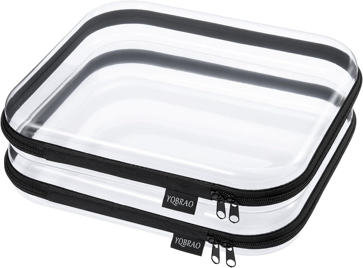 3-Piece Clear Hard Shell Zipper Case Set, 1M 2S, Black