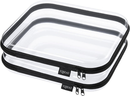 3-Piece Clear Hard Shell Zipper Case Set, 1M 2S, Black