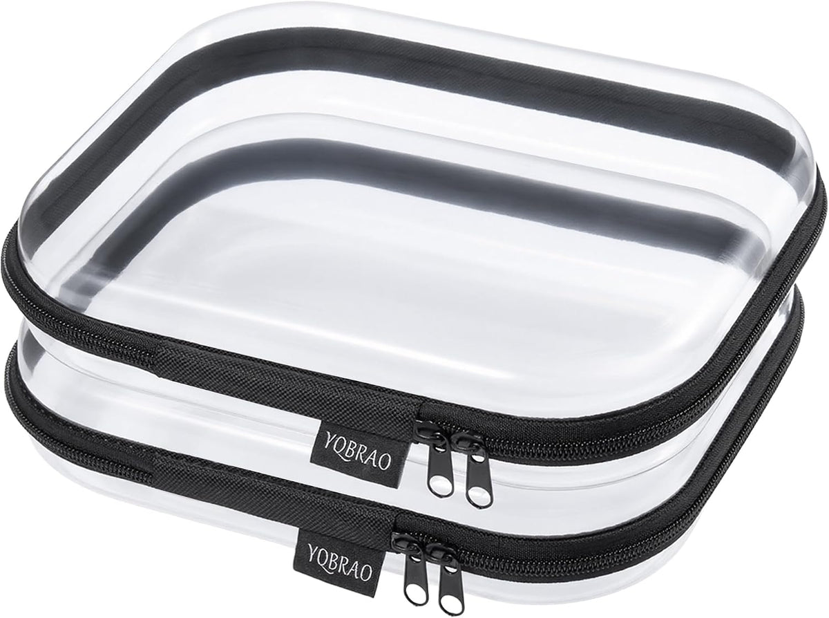 3-Piece Clear Hard Shell Zipper Case Set, 1M 2S, Black