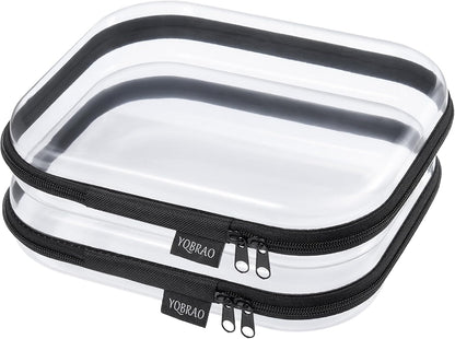3-Piece Clear Hard Shell Zipper Case Set, 1M 2S, Black
