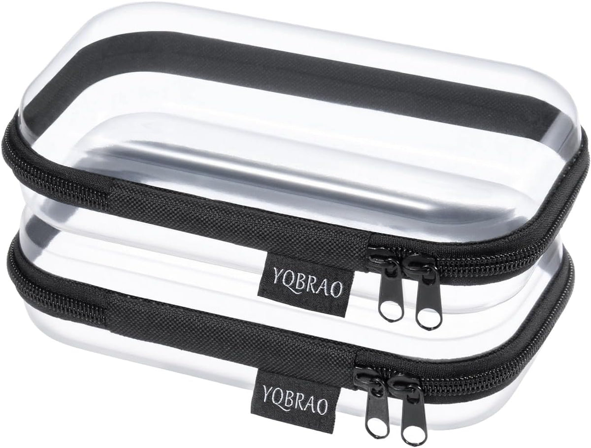 3-Piece Clear Hard Shell Zipper Case Set, 1M 2S, Black