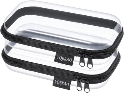3-Piece Clear Hard Shell Zipper Case Set, 1M 2S, Black