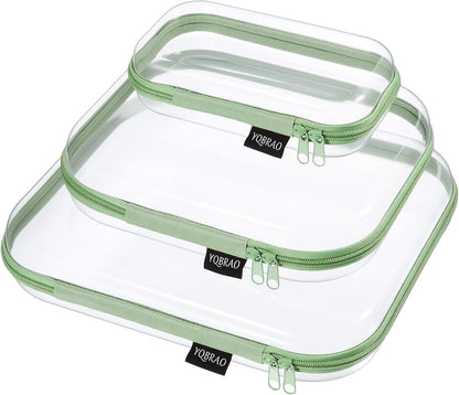 3-Piece Clear Hard Shell Zipper Case Set, 1M 2S, Black