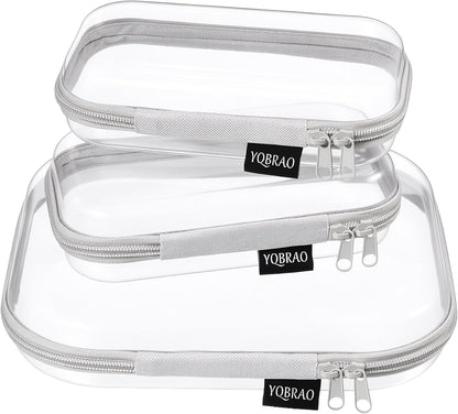 3-Piece Clear Hard Shell Zipper Case Set, 1M 2S, Black