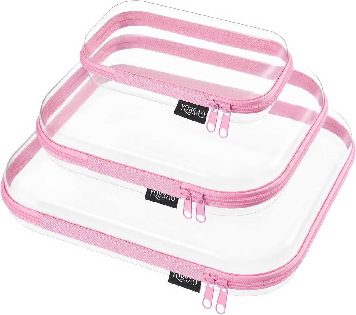 3-Piece Clear Hard Shell Zipper Case Set, 1M 2S, Black