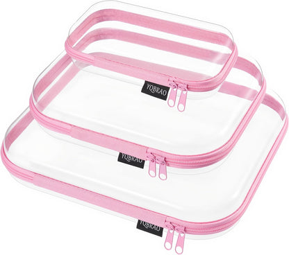 3-Piece Clear Hard Shell Zipper Case Set, 1M 2S, Black