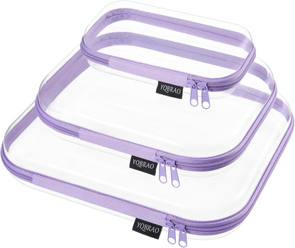3-Piece Clear Hard Shell Zipper Case Set, 1M 2S, Black