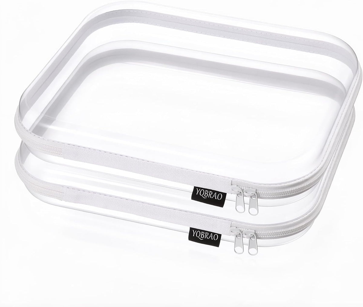 3-Piece Clear Hard Shell Zipper Case Set, 1M 2S, Black
