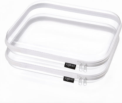 3-Piece Clear Hard Shell Zipper Case Set, 1M 2S, Black
