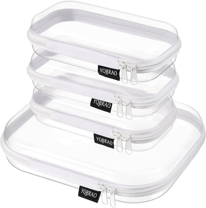 3-Piece Clear Hard Shell Zipper Case Set, 1M 2S, Black