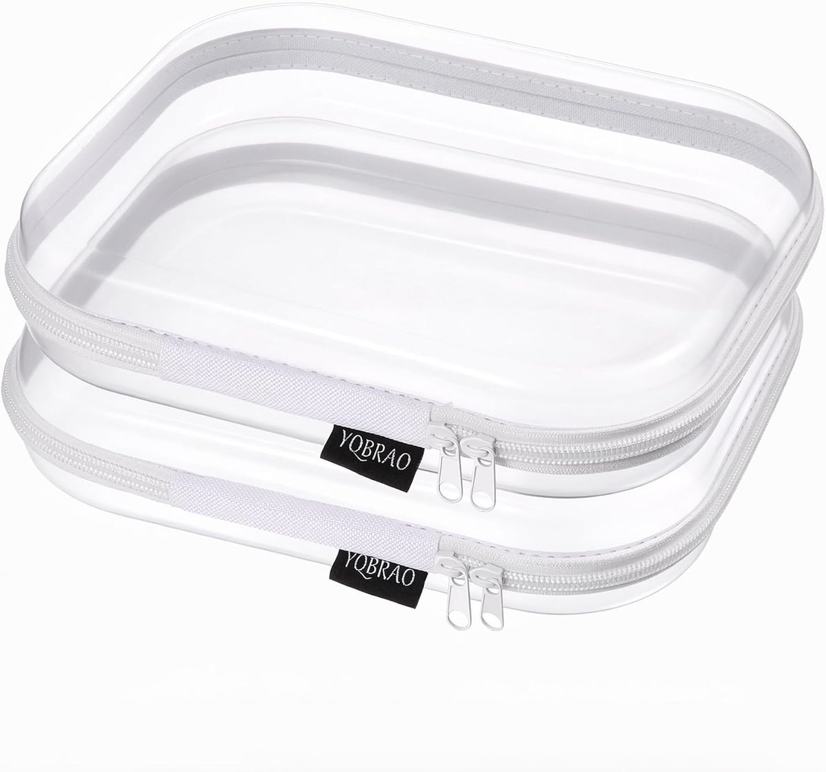 3-Piece Clear Hard Shell Zipper Case Set, 1M 2S, Black