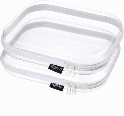 3-Piece Clear Hard Shell Zipper Case Set, 1M 2S, Black