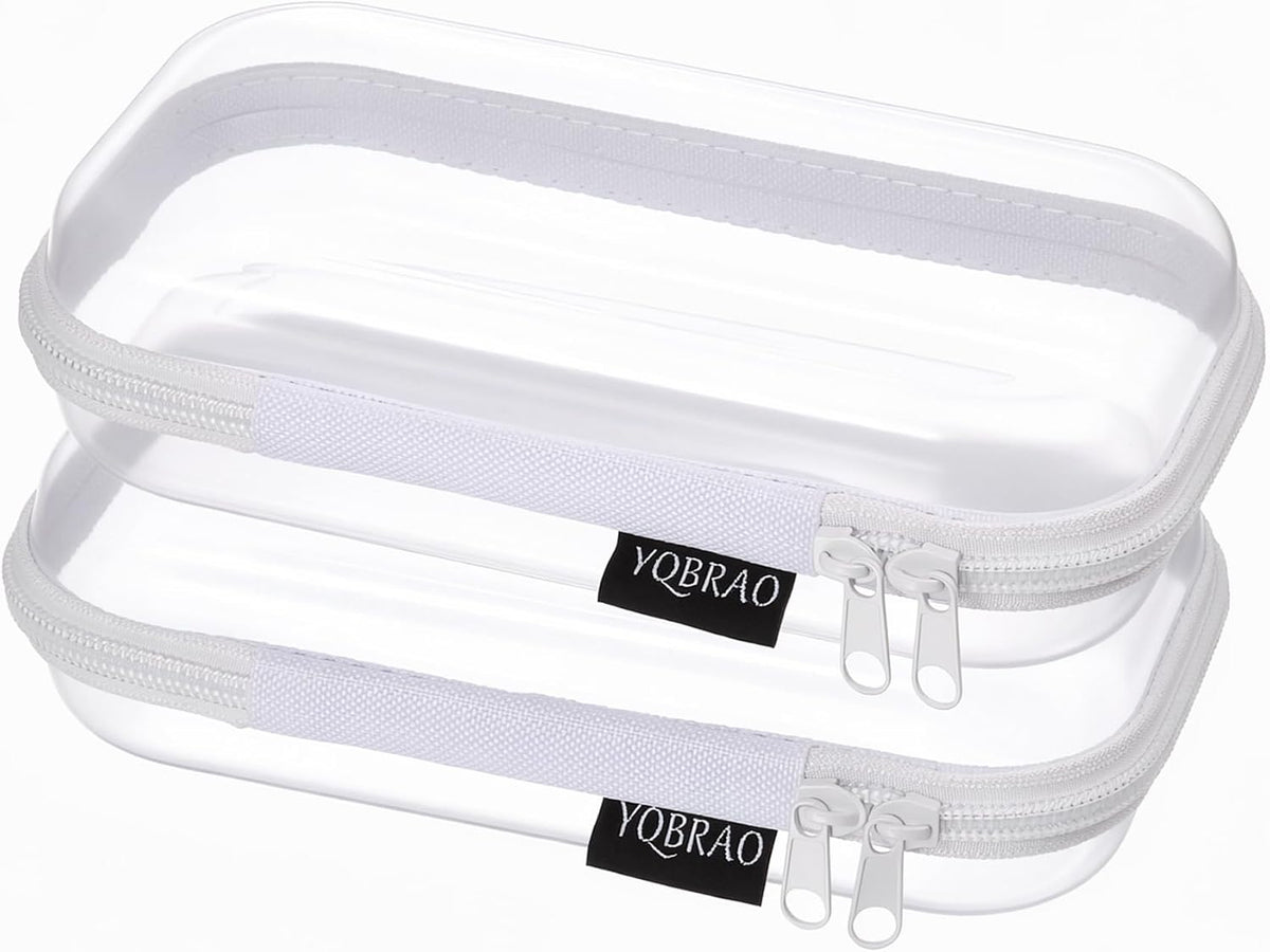 3-Piece Clear Hard Shell Zipper Case Set, 1M 2S, Black