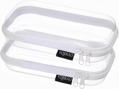 3-Piece Clear Hard Shell Zipper Case Set, 1M 2S, Black